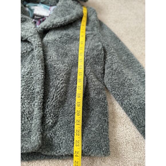 Kensie Faux Fur Teddy Green Coat Womens Size Medium Luxurious Snap - Picture 7 of 9